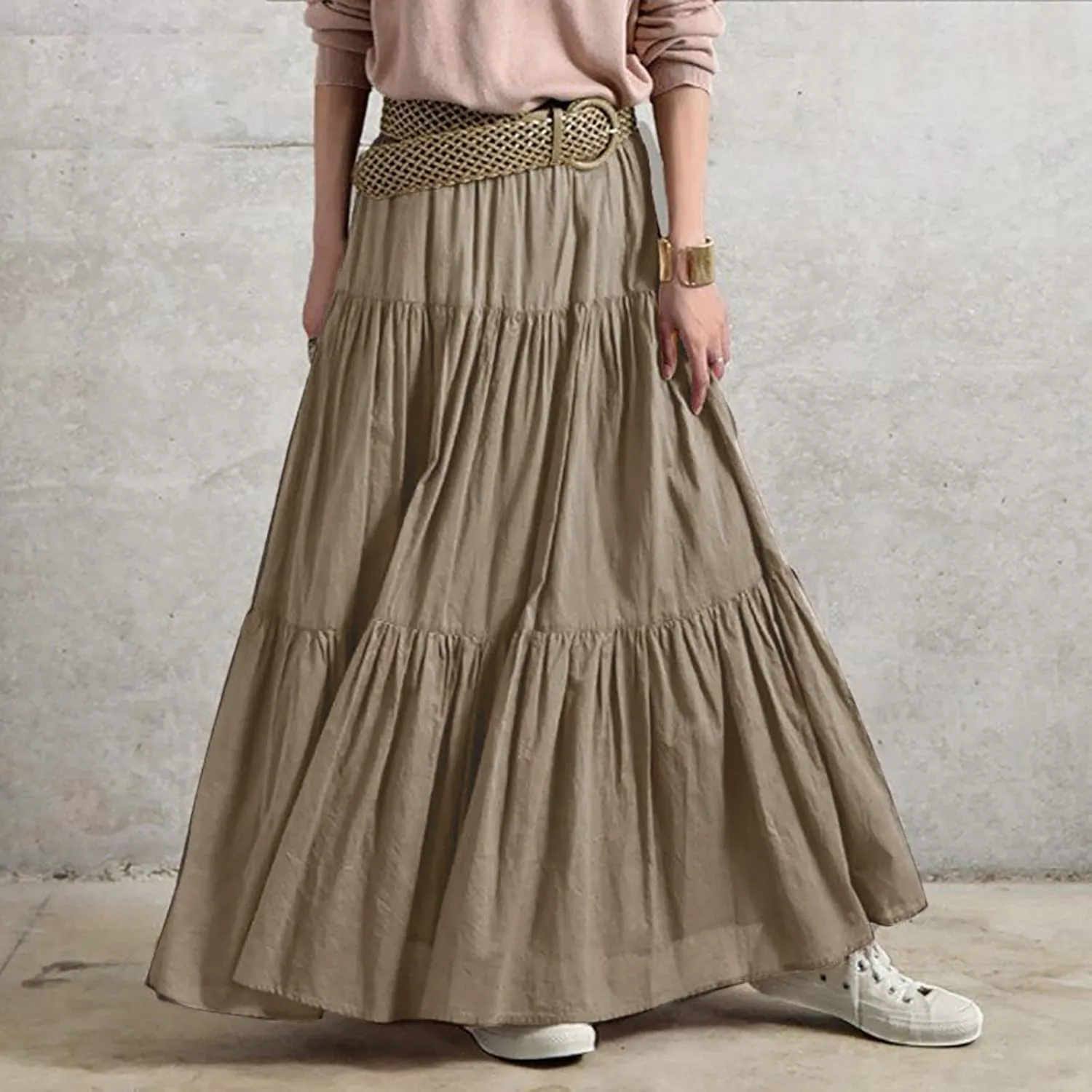 Women Long Lightweight Layered Skirt Party Night High Waist Pleated A Line Swing Skirt Maternity Pencil Skirt