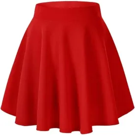 Womens Classical Mini Skater Skirt Basic Versatile Stretchy Flared Casual Black Short Skirts