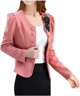 Women's Elegant Slim Fit Double Breasted Jacket Tweed Inlaid Plaid Check Long Sleeved Coat Blazer Vintage Outwear