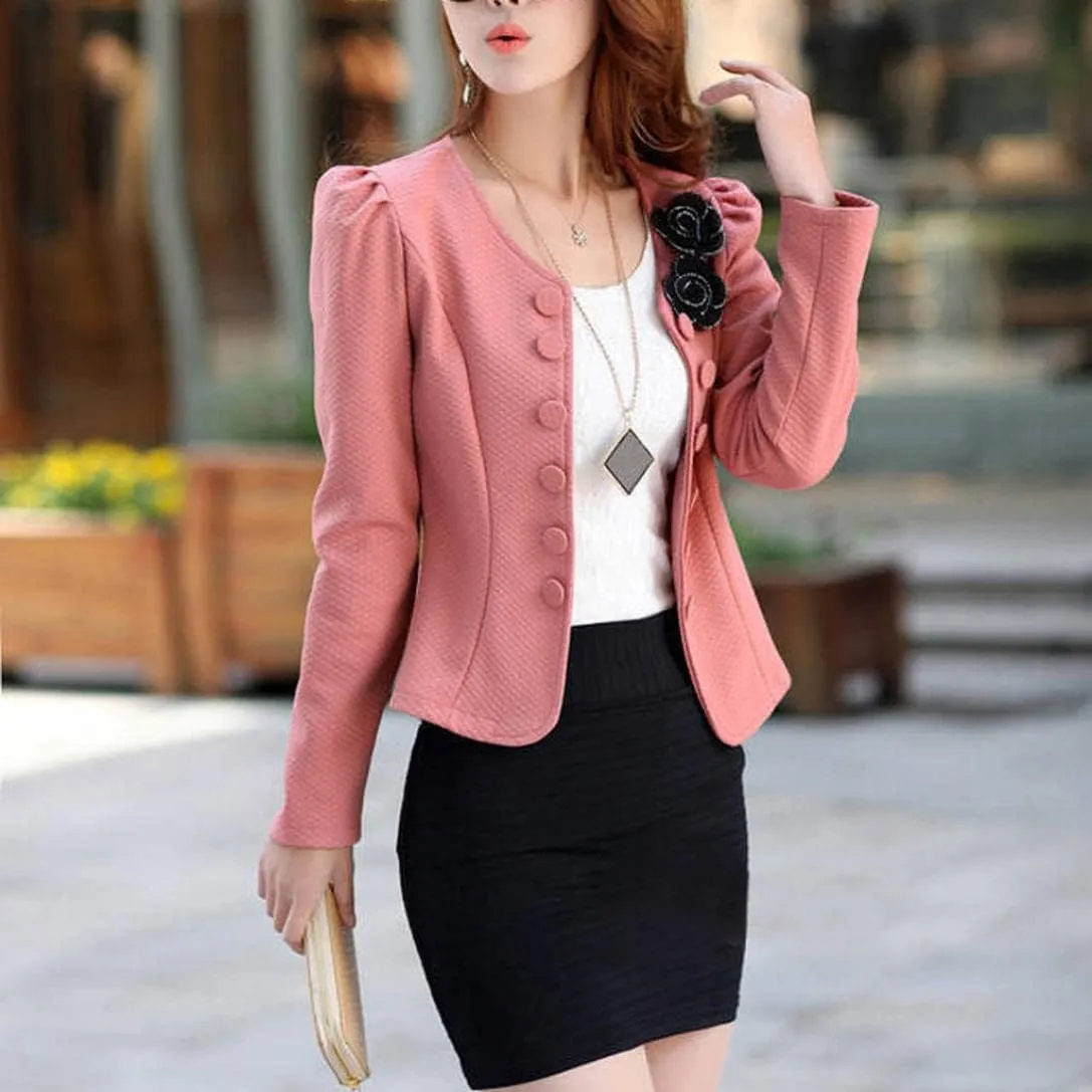 Women's Elegant Slim Fit Double Breasted Jacket Tweed Inlaid Plaid Check Long Sleeved Coat Blazer Vintage Outwear