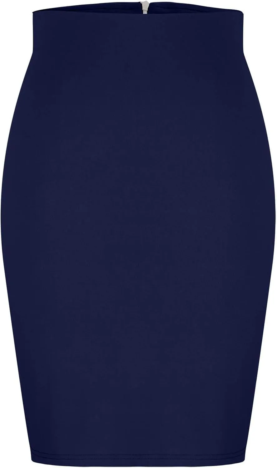 Women's High Waist Tummy Control Pencil Skirts Stretchy Bodycon Tight Short Midi Skirt Below Knee with Back Slit