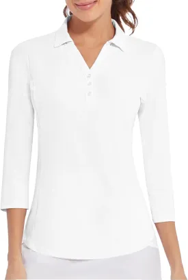 Women's Polo Shirt 3/4 Long Sleeve Golf Quick Dry T Shirts UPF 50  Athletic Casual Work Shirts Tops for Women