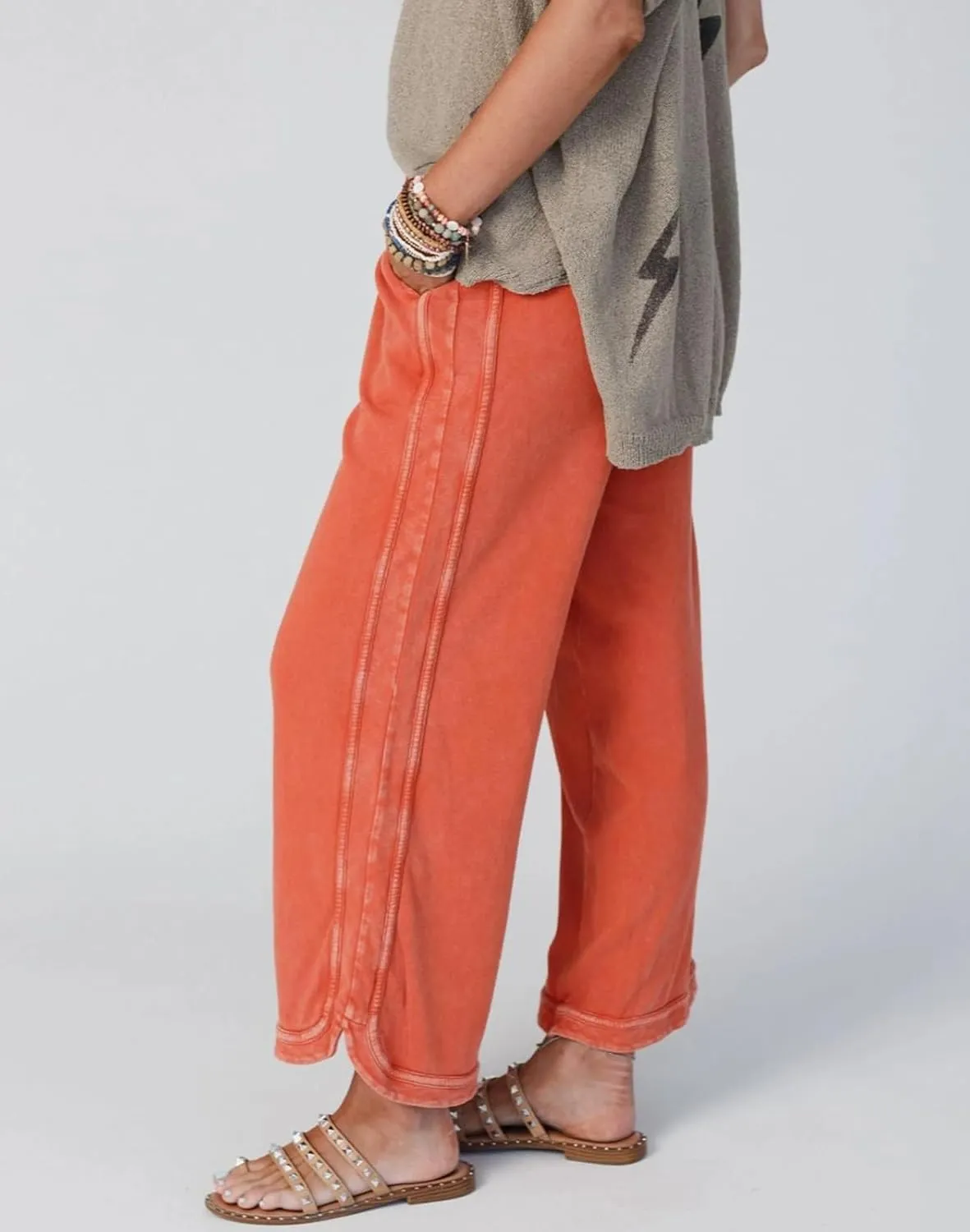 Womens Wide Leg Pants Casual High Waisted Palazzo Pants Lightweight Summer Flowy Beach Pants with Pockets