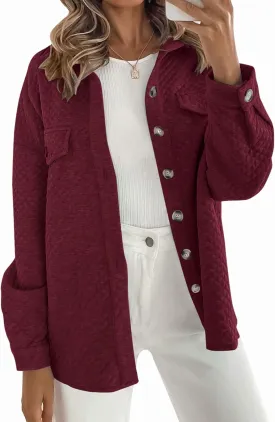 ZESICA Women's Casual Long Sleeve Button Down Loose Lightweight Shacket Shirt Jacket Coat Outerwear with Pockets